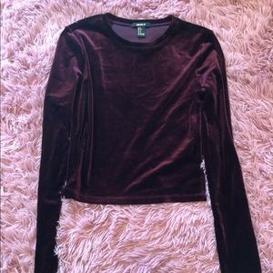 Forever 21 size small velvet purple long sleeve crop top
